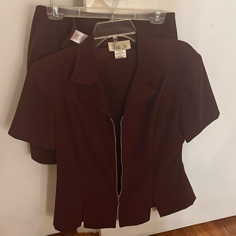 Maroon Peplum Skirt Work Set